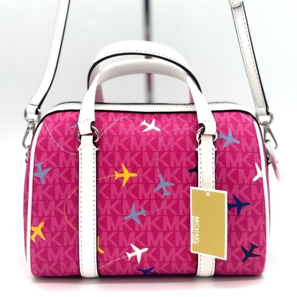 Michael Kors Small Travel Duffle Xbody Bag Dragon Fruit Multi - Picture 5 of 10